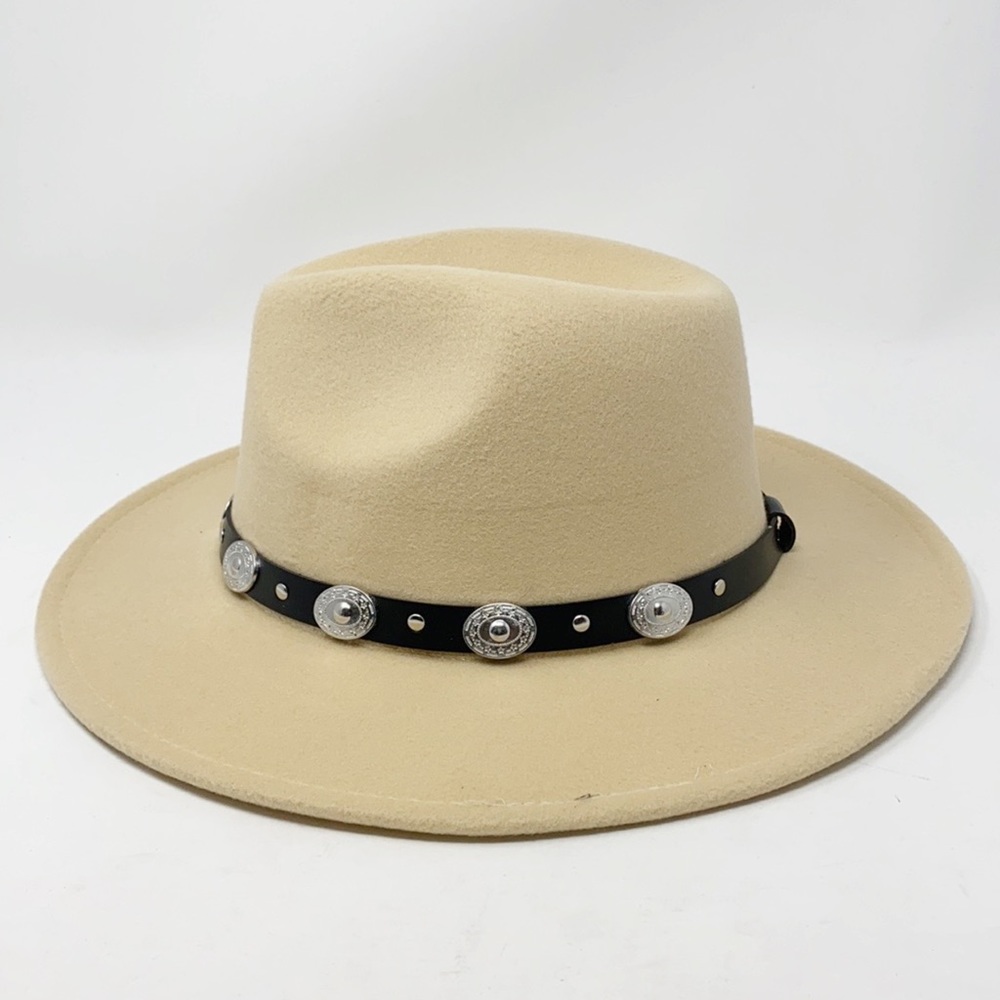 Western Boho Metal Band Classic Panama Hat - Picture 3 of 9
